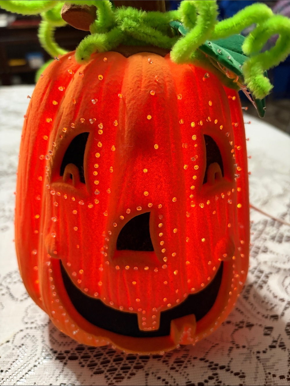Y2K Flocked Light Up Pumpkin